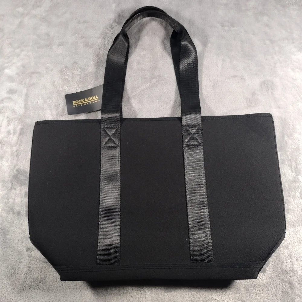 Rock N Roll Hall Of Fame Museum Trophy Neoprene Black Tote Bags NWT